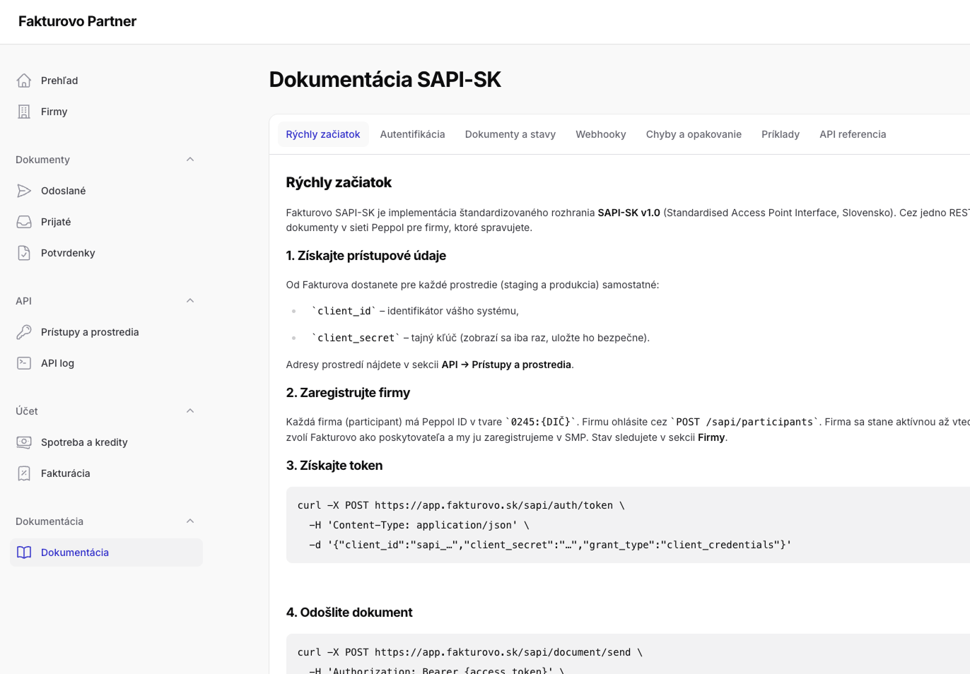 Administrácia API prístupu